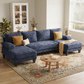 U Shaped Sectional Couches for Living Room 112 Inch Modern Sectional Couch Dark Grey Chenille Sofa with Double Chaise for Apartment