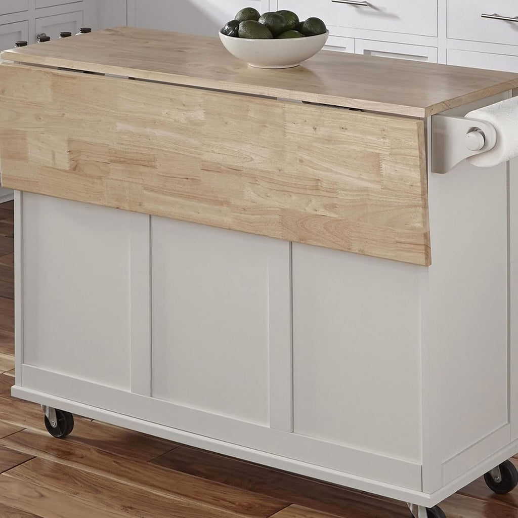 Mobile Kitchen Island Cart with Drop Leaf Breakfast Bar