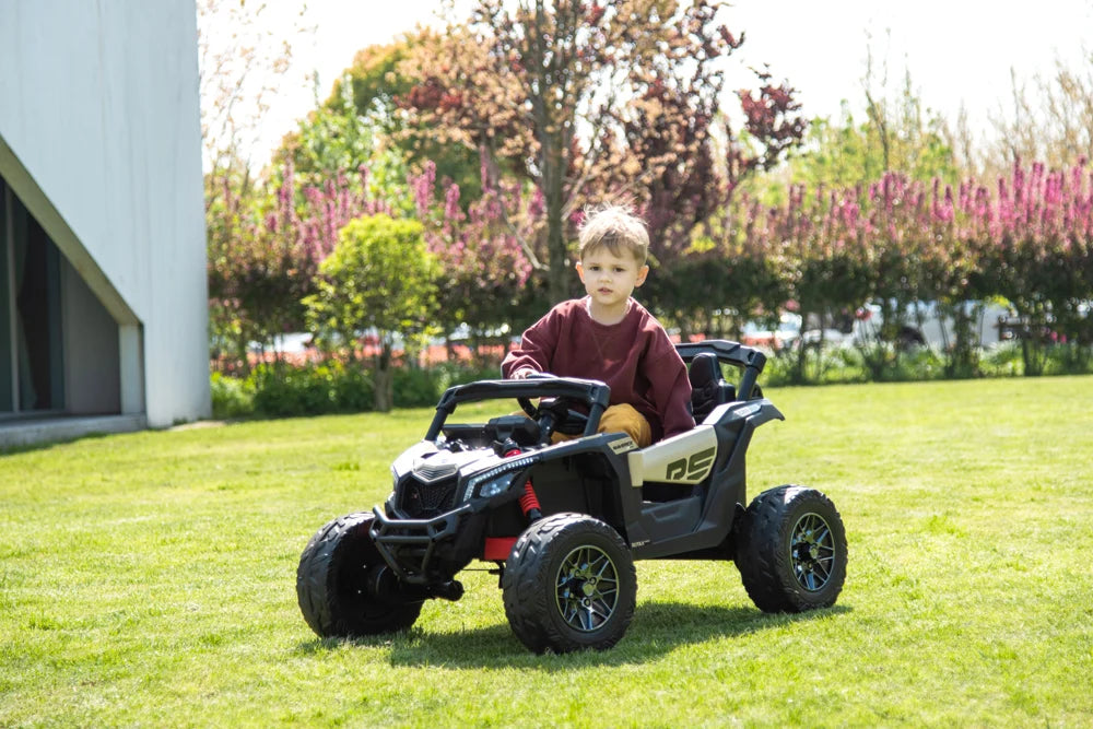 Licensed 24V Can Am Maverick Kids Ride On One Seater UTV, Rubber Tires, Leather Seat with RC