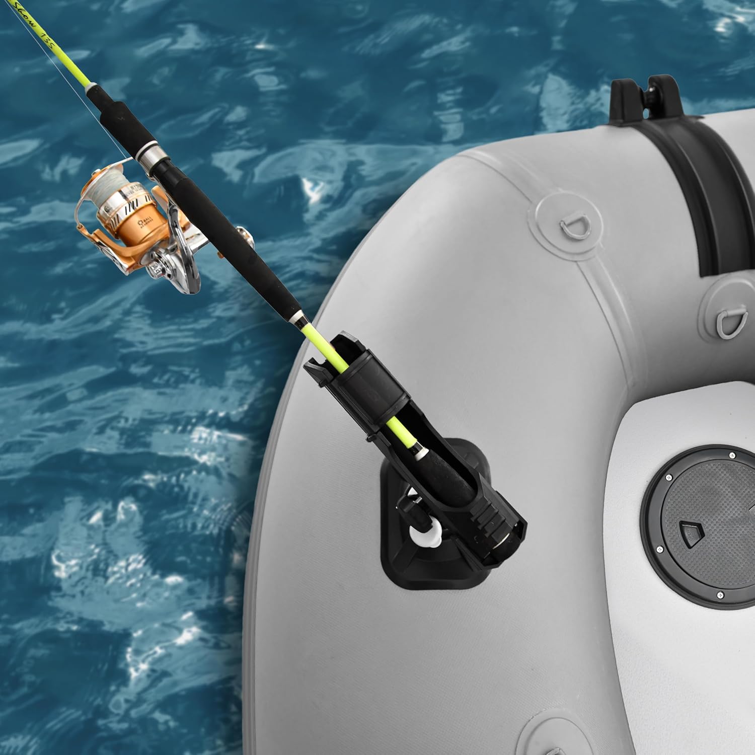 Multi-Person Inflatable Fishing Boat with Aluminum Floor, Oars and Rod Holders