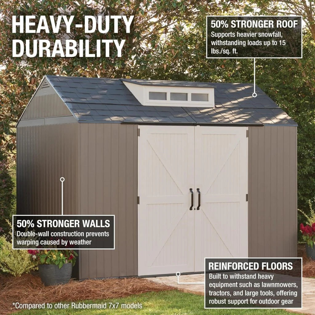 7 x 7 Ft Resin Outdoor Storage Shed with Floor, Weather Resistant, Gray