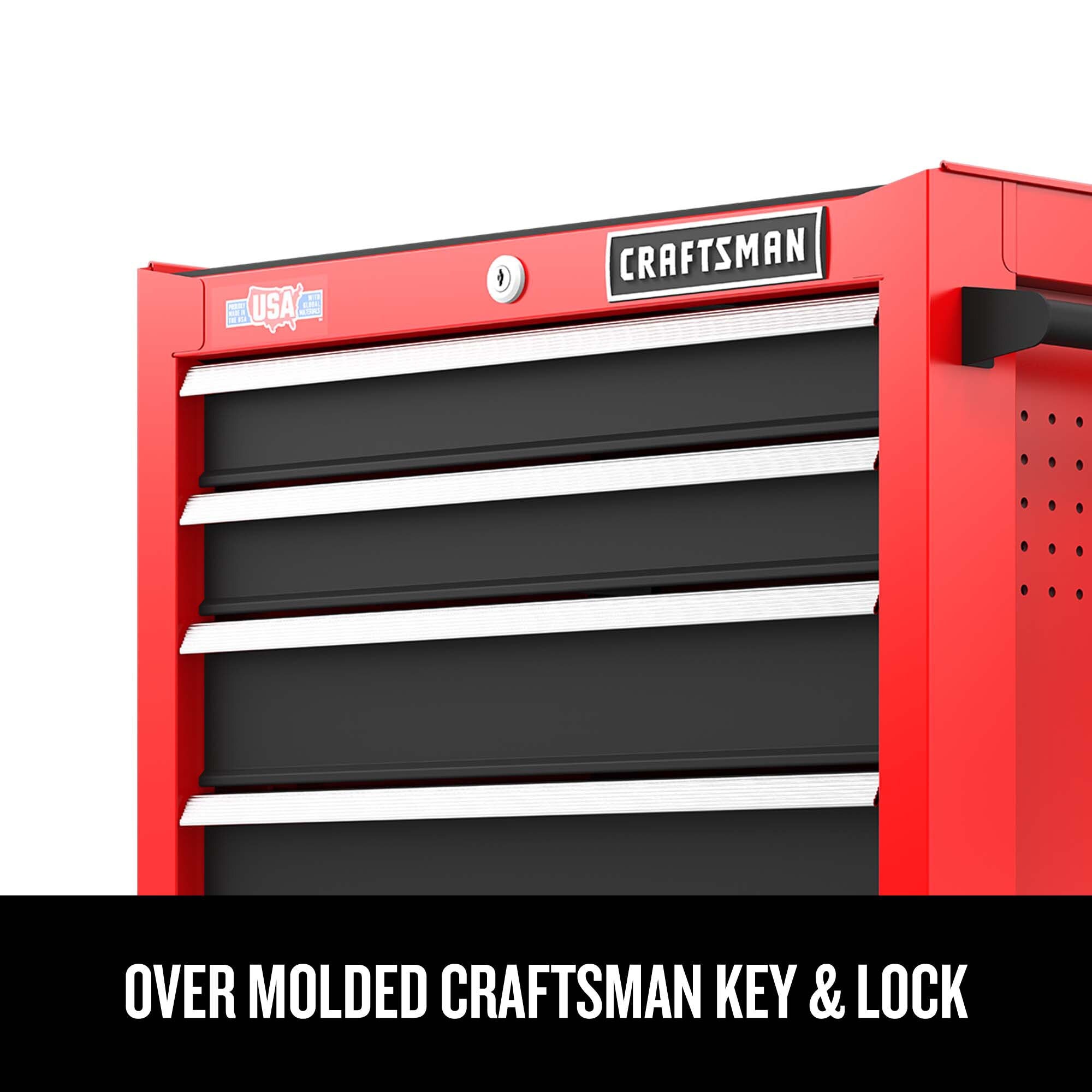 26-In. W x 36.5-In. H 5-Drawer Steel Rolling Tool Cabinet, Red