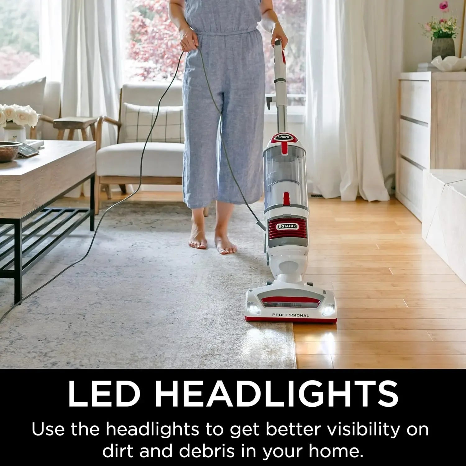 Professional Lift-Away Upright Vacuum Cleaner with HEPA Filter, Swivel Steering and LED Headlights