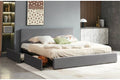 T2128G Grey Velvet Storage Platform Bed with Four Side Drawers