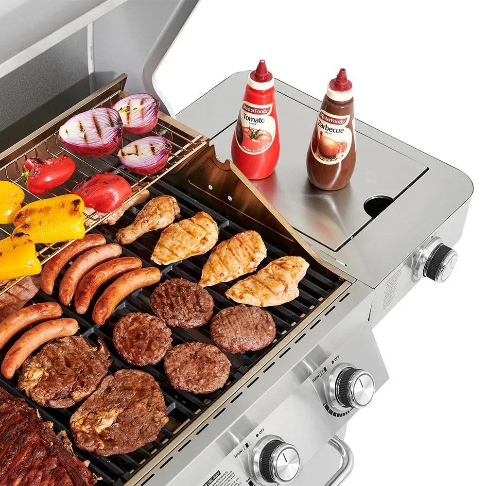 4-Burner Stainless Steel Propane Gas Grill with Rotisserie
