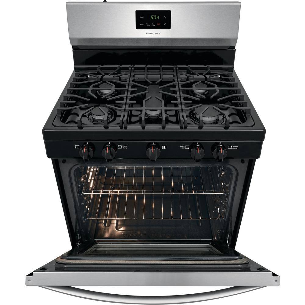 30-Inch 5-Burner Freestanding Gas Range, Stainless Steel