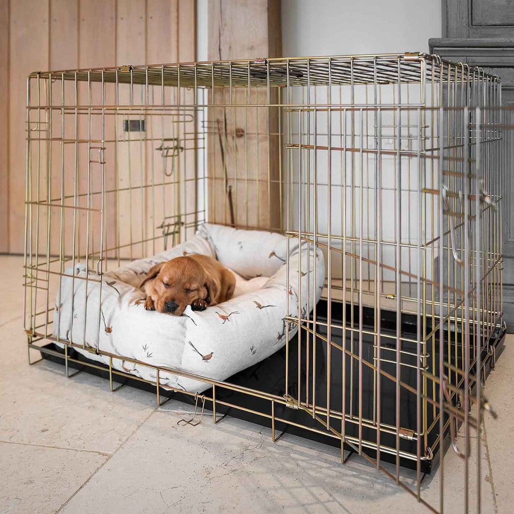 Cozy & Calming Puppy Cage Bed in Woodland Pheasant