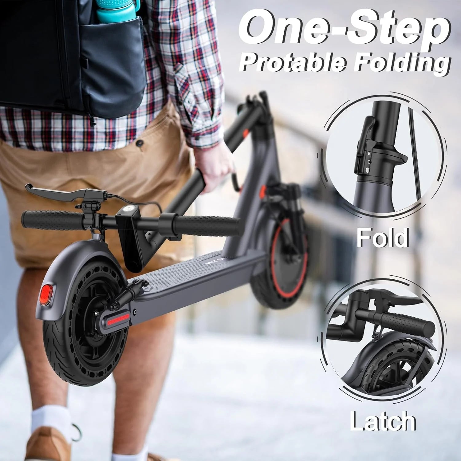 Electric Scooter with 350W/500W Motor, 8.5"/10" Solid Tires, 19/22 MPH, Up to 28-Mile Range
