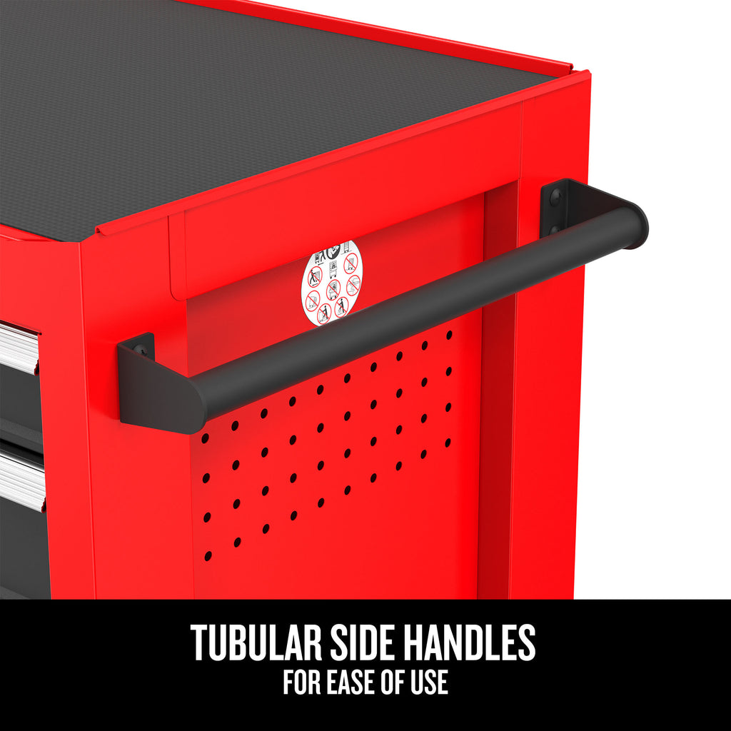 26-Inch W x 36.5-Inch H 5-Drawer Steel Rolling Tool Cabinet, Red