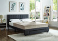 IF 5480 Black PU Platform Bed with Footboard Storage Drawer