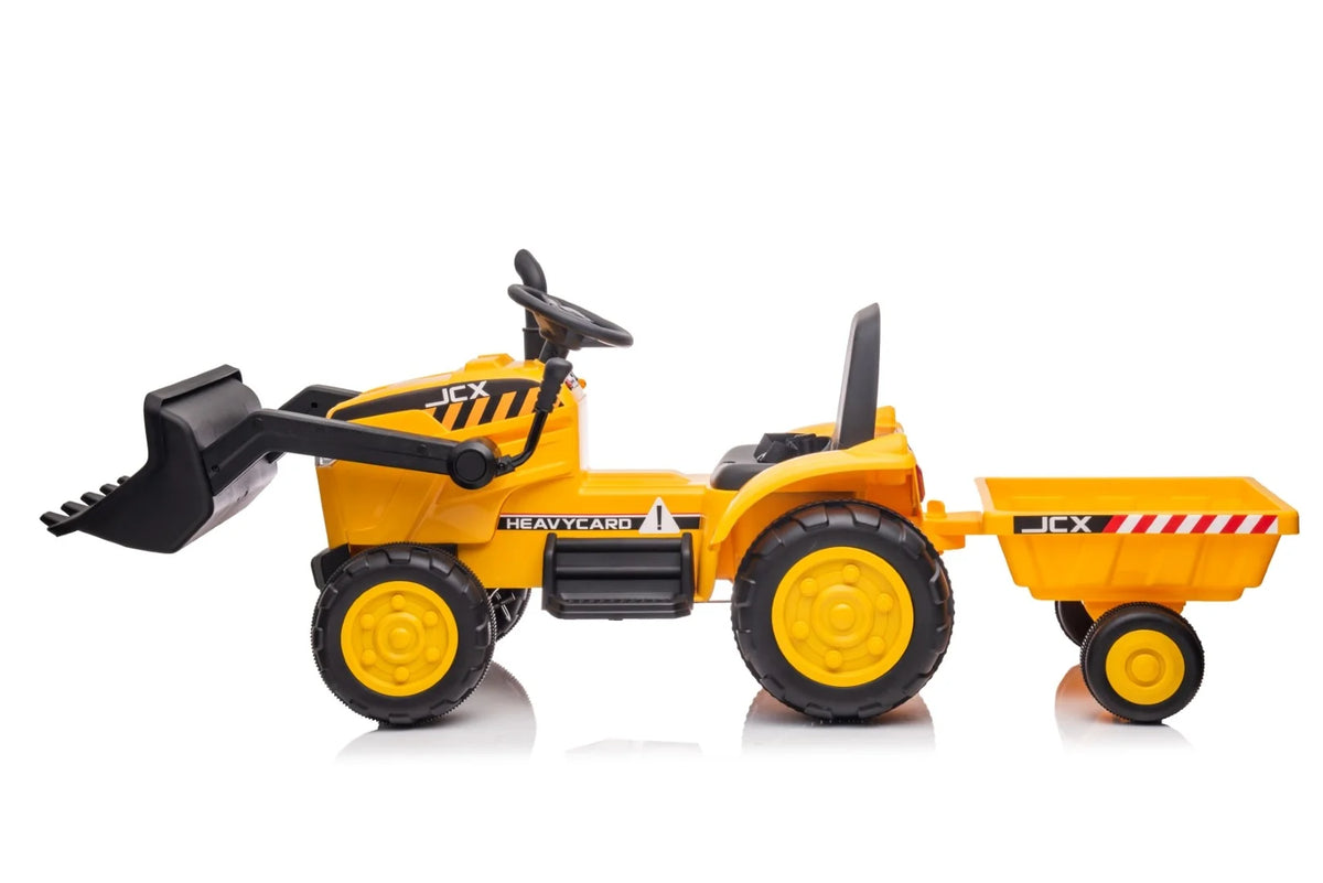 2026 12V Excavator Tractor Trailer Kids Ride On One Seater Electric Truck with RC and Wagon