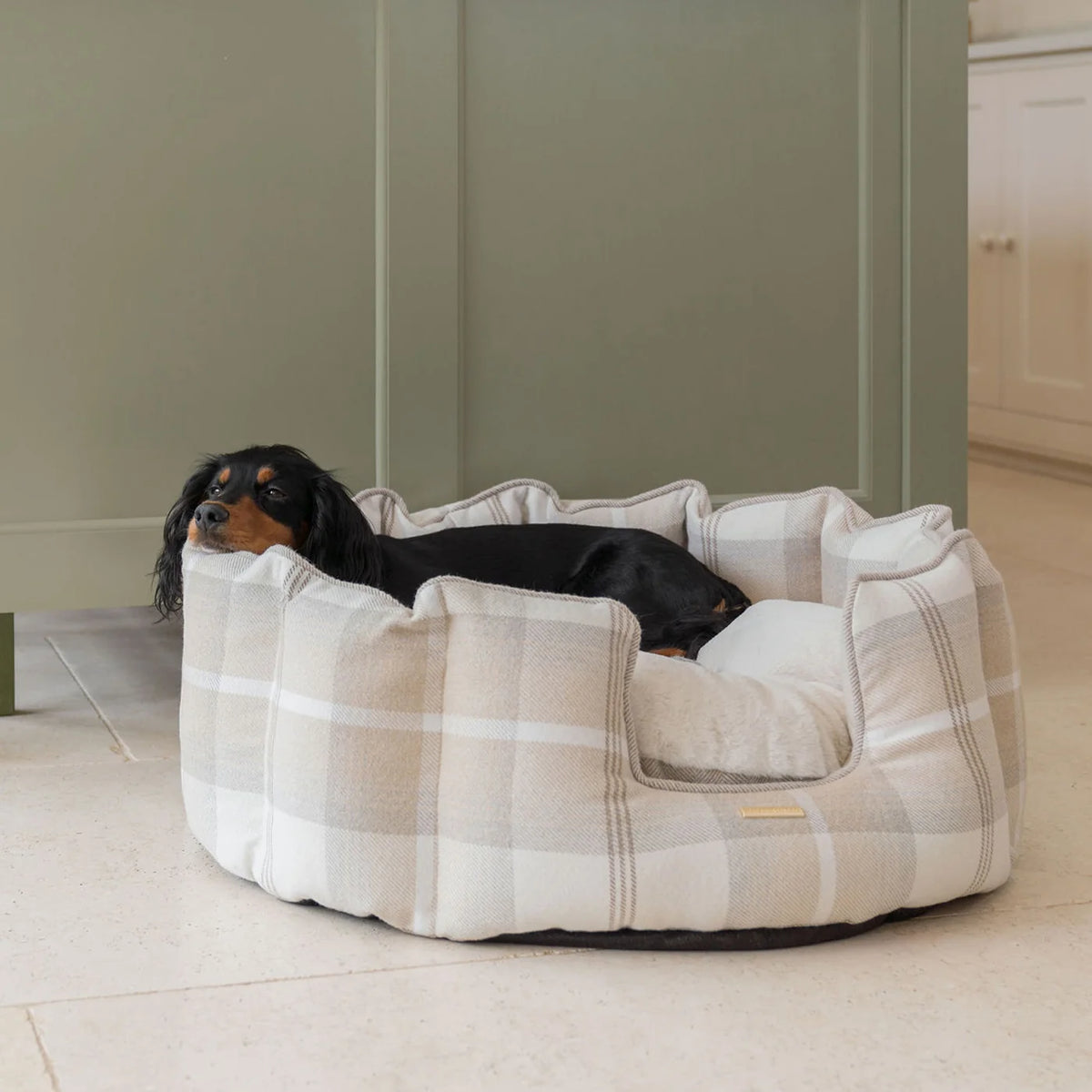 High Wall Bed For Dogs in Balmoral Tweed