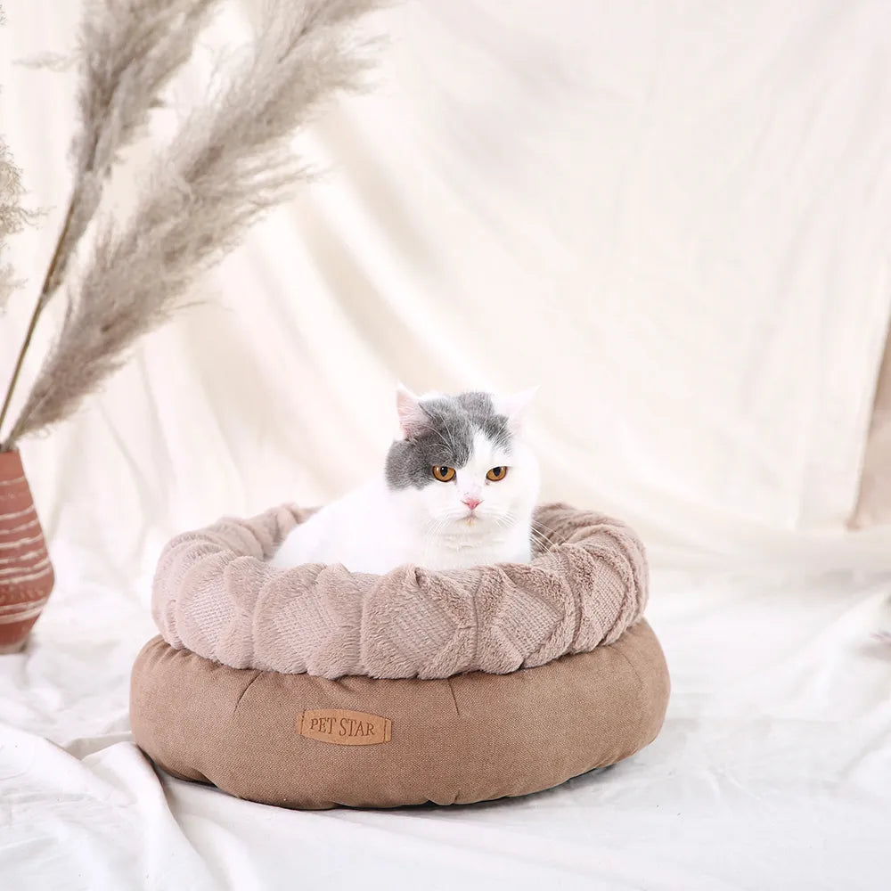 Nest Cat Bed Sleeping Fuzzy Round Dog Bed