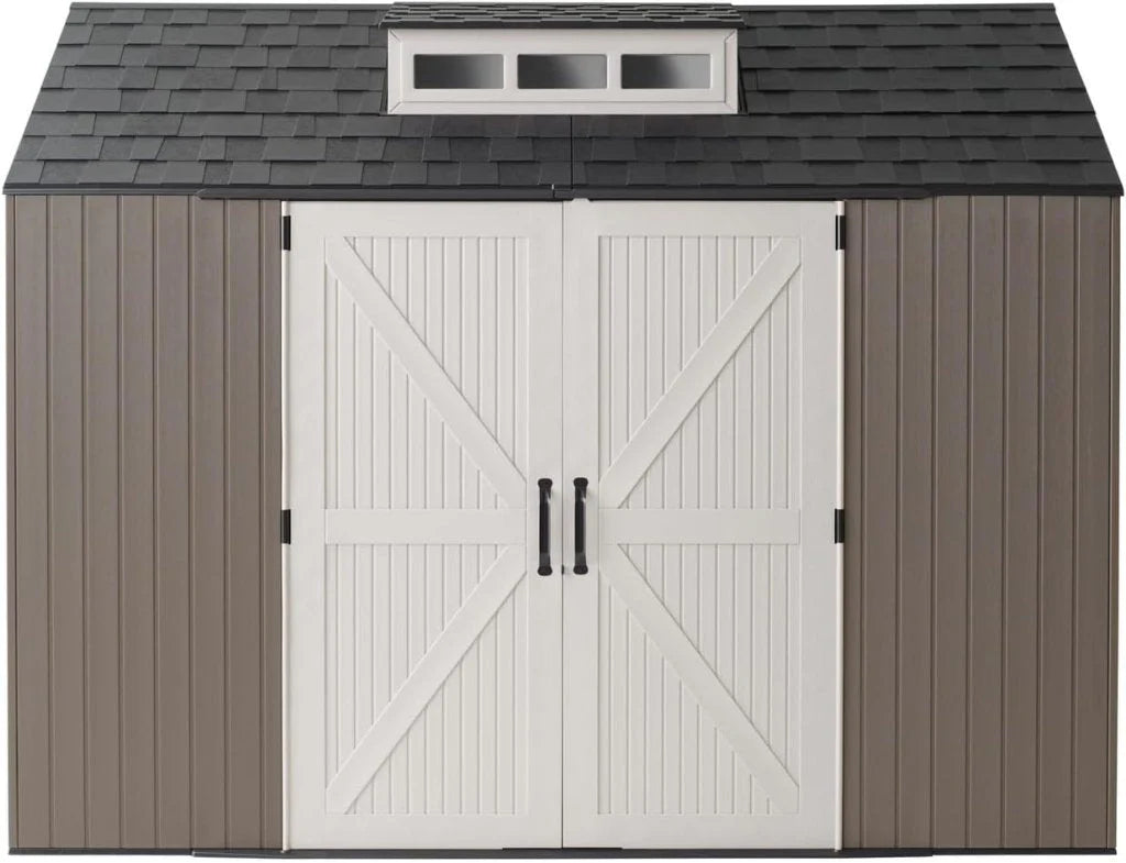 7 x 7 Ft Resin Outdoor Storage Shed with Floor, Weather Resistant, Gray