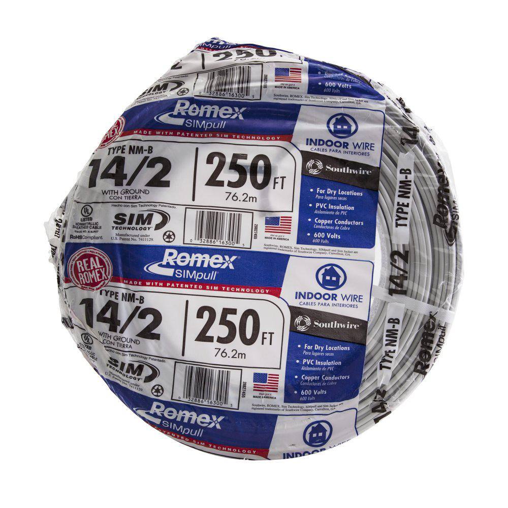 250 ft. 14/2 Solid Copper NM-B Electrical Wire with Ground