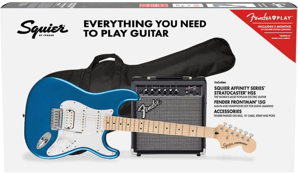 HSS Electric Guitar Pack with Maple Fingerboard, Lake Placid Blue