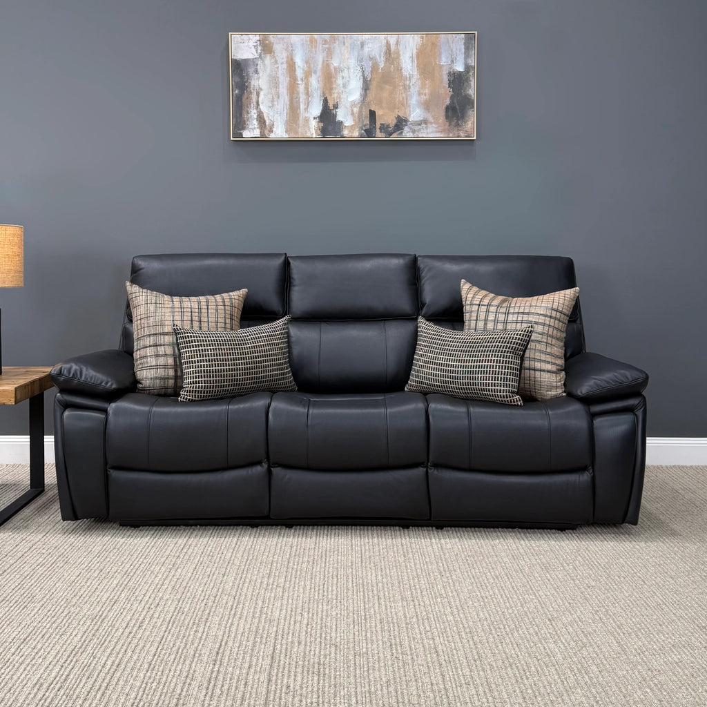 Parkes 3 Seater Electric Sofa Black Leather