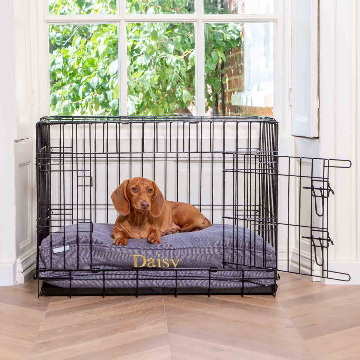 Dog Cushion in Oxford Herringbone Tweed