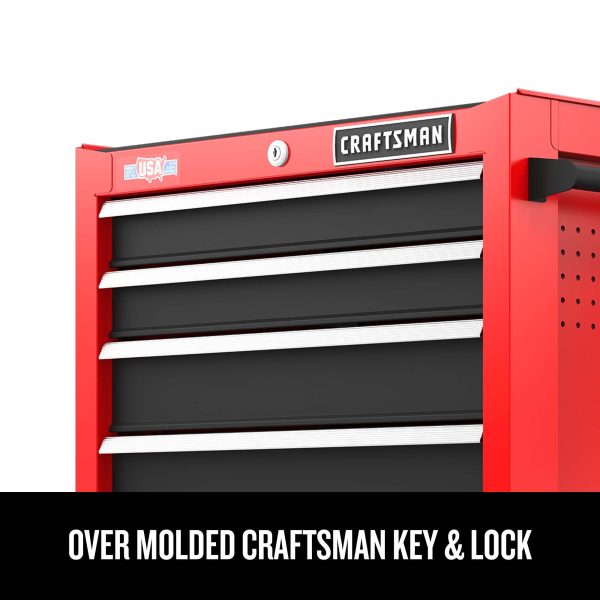 26-Inch W x 36.5-Inch H 5-Drawer Steel Rolling Tool Cabinet, Red