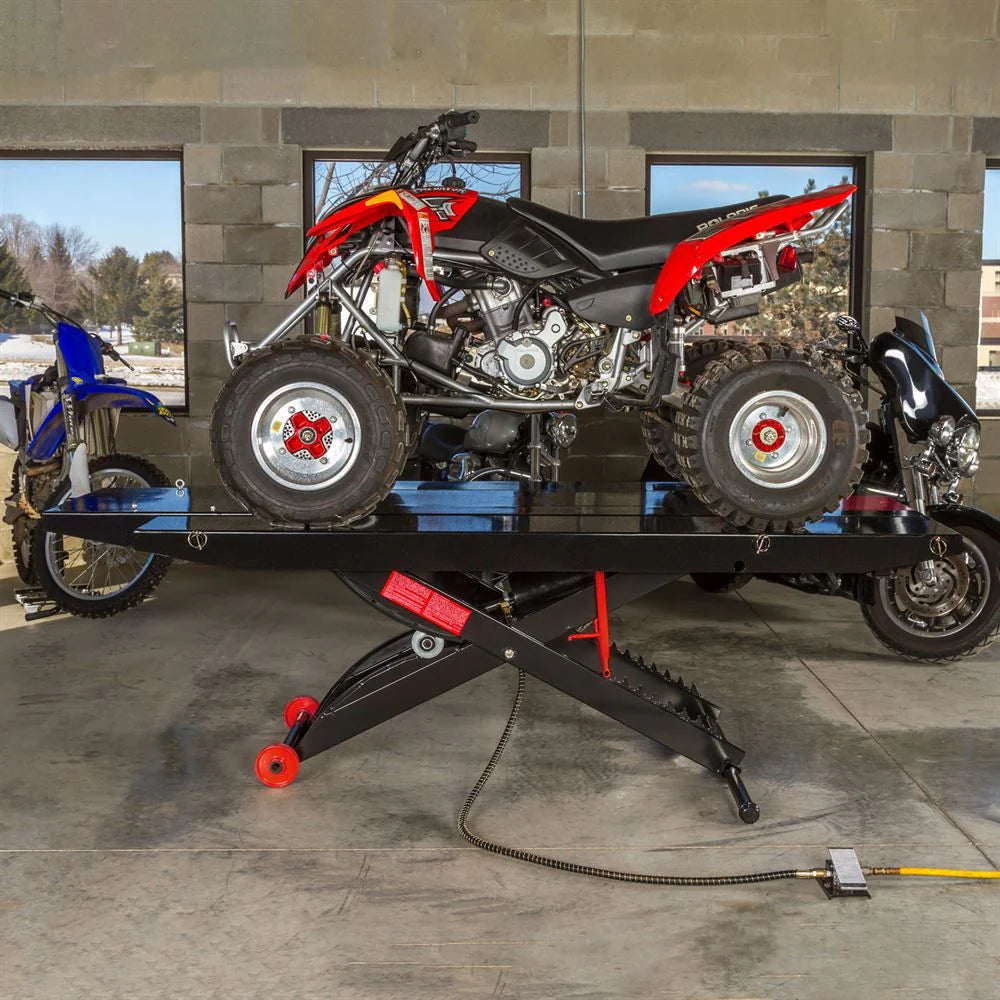 ATV Lift Table and Center Jack, Heavy-Duty Hydraulic Motorcycle and ATV Lift Stand for Garage and Maintenance