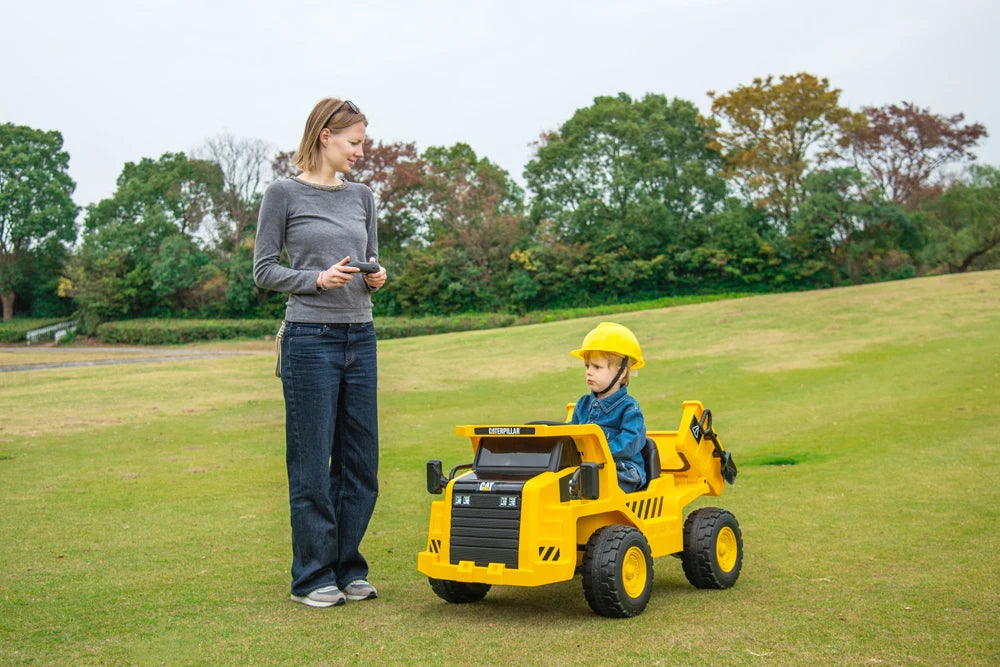 2026 CAT Dump Truck 12V Kids Ride On with Remote Control, Working Shovel & Realistic Construction Sounds With RC