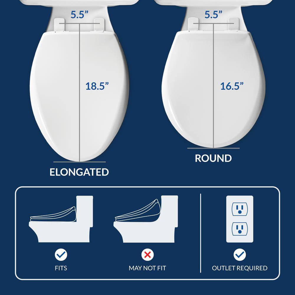 Luxury Electric Bidet Seat for Elongated Toilets, White