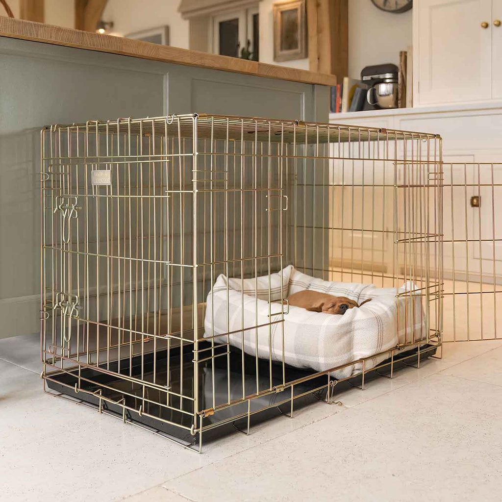 Cozy & Calming Puppy Cage Bed in Balmoral Tweed