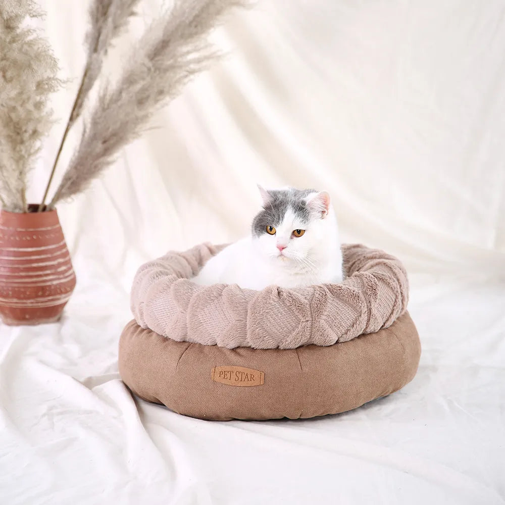Nest Cat Bed Sleeping Fuzzy Round Dog Bed