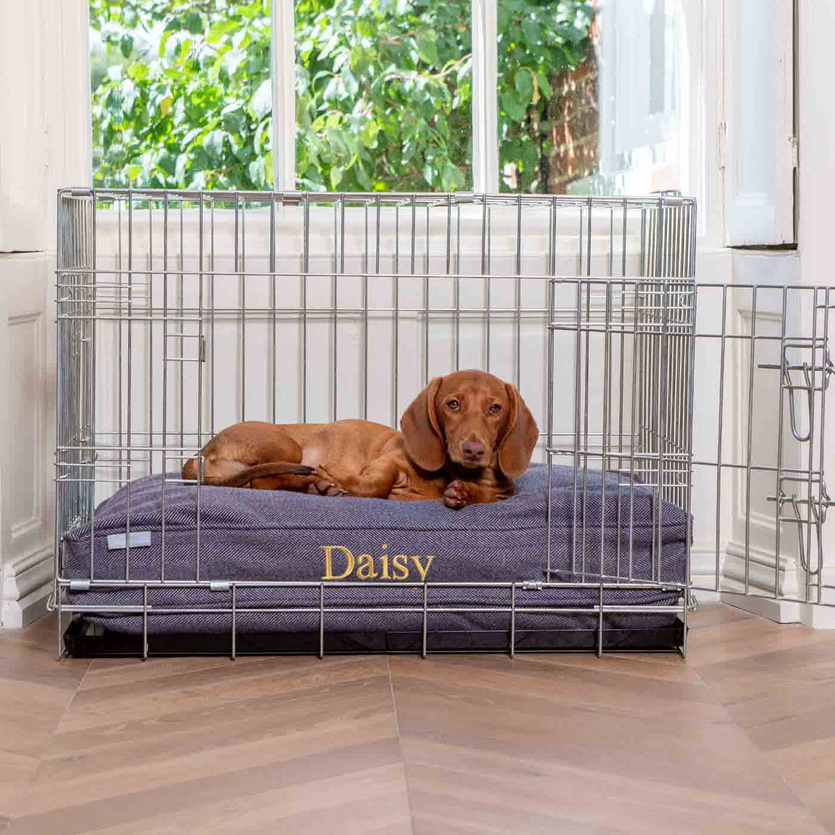 Dog Cushion in Oxford Herringbone Tweed