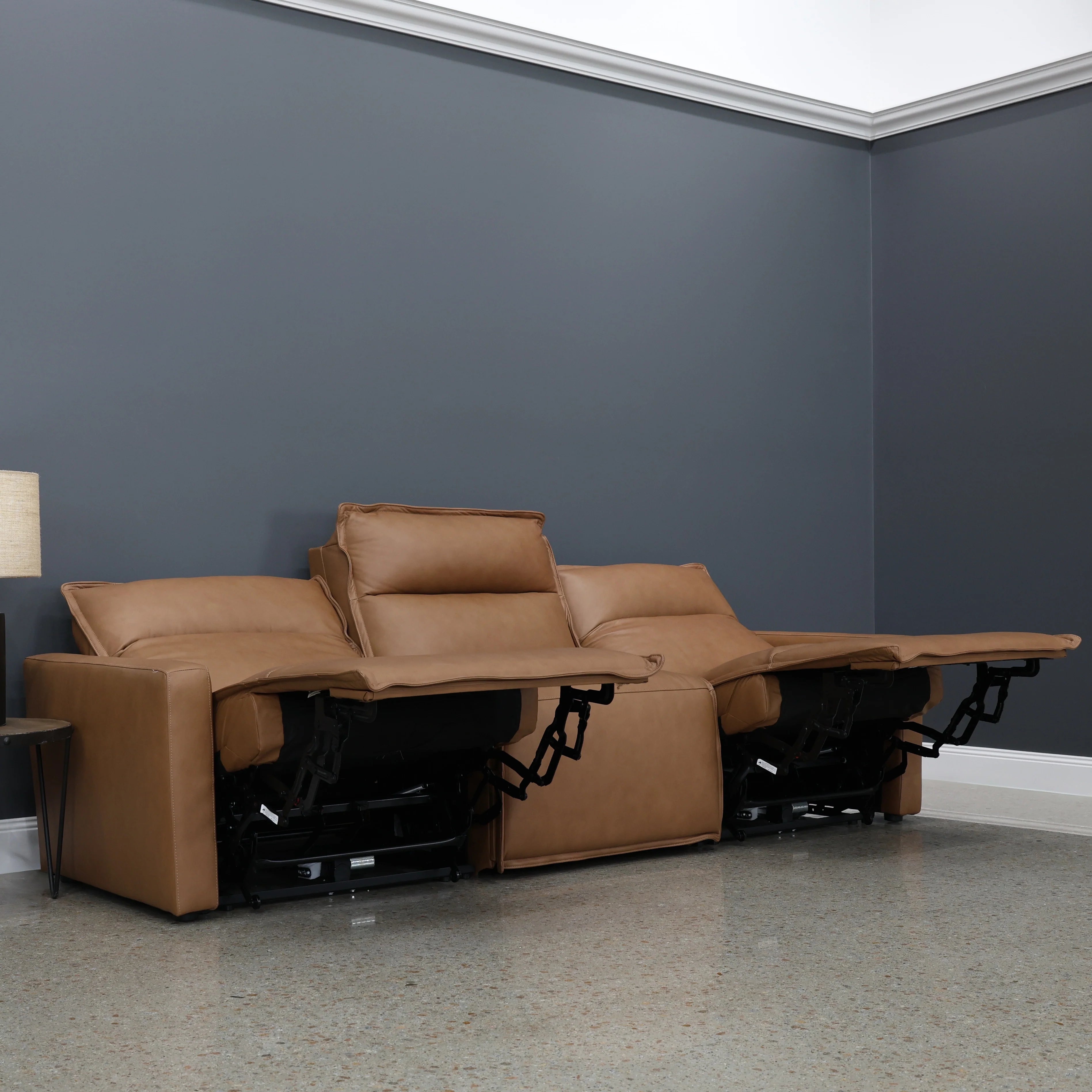 Bathurst Electric Reclining Sofa Tan Leather