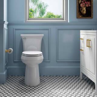 Extra-Tall 2-Piece Elongated Toilet, 1.28 GPF Single Flush, White, Seat Included