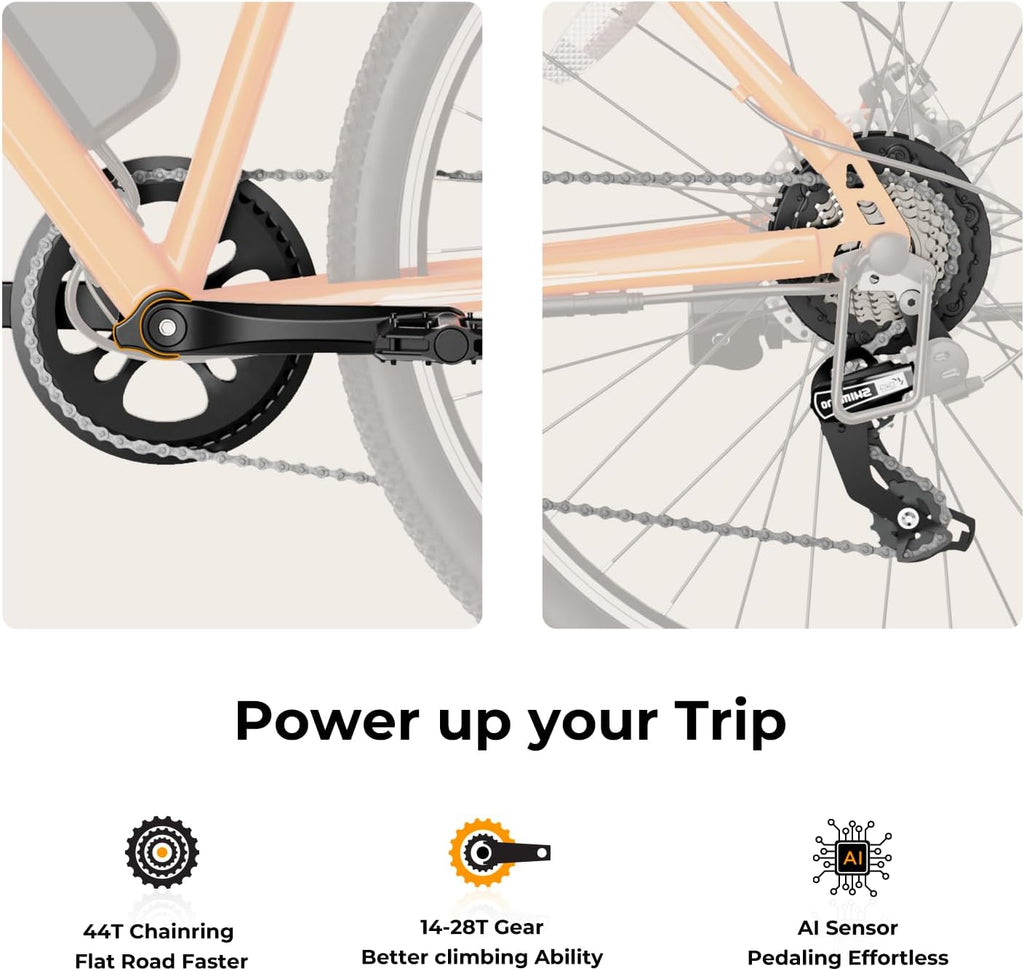 500W Electric Bike, 40-Mile Range, 20 MPH Top Speed