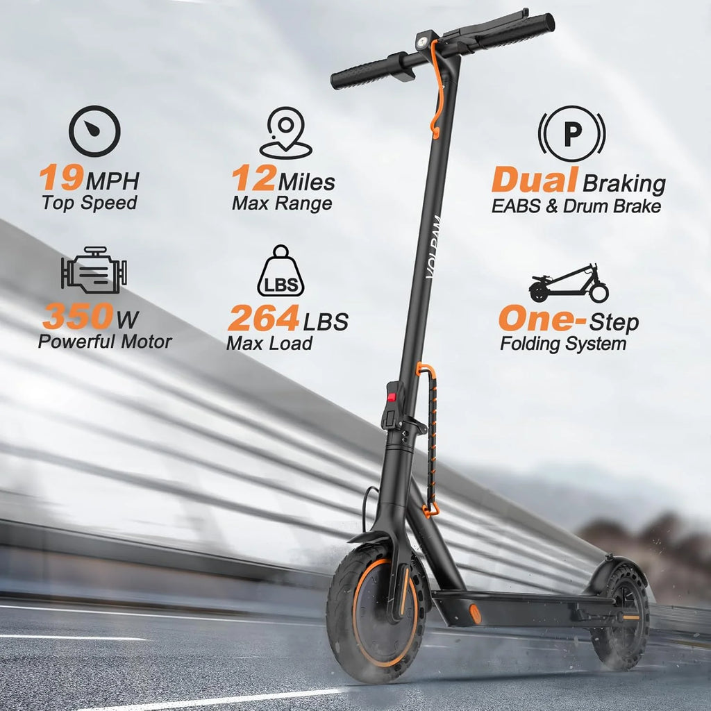 Electric Scooter with 350W/500W Motor, 8.5"/10" Solid Tires, 19/22 MPH, Up to 28-Mile Range