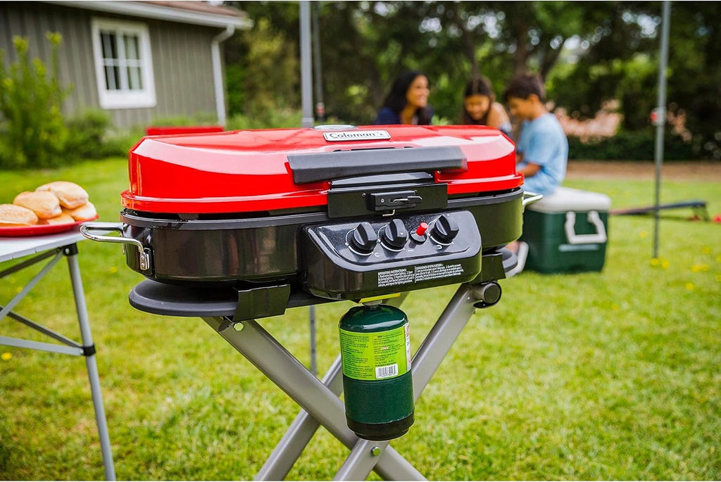 Portable Stand-Up Propane Grill with 3 Adjustable Burners, Push-Button Ignition and 20,000 BTU