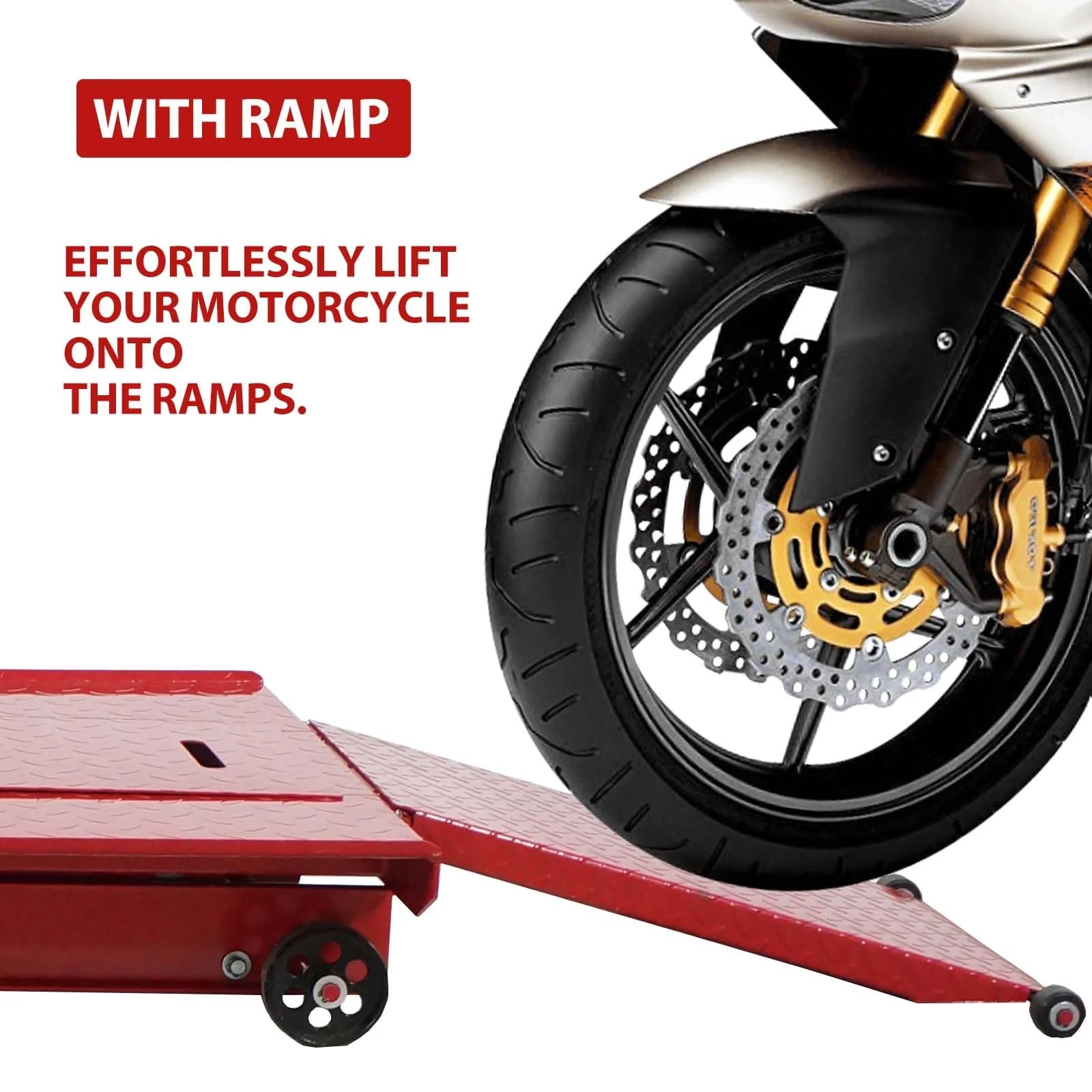 1000-Lb. Hydraulic Motorcycle Lift Hoist with Jack Stand for Mechanics and Workshops