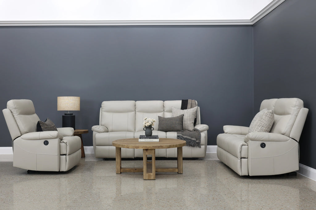 Seymour Electric Sofa Light Grey Leather