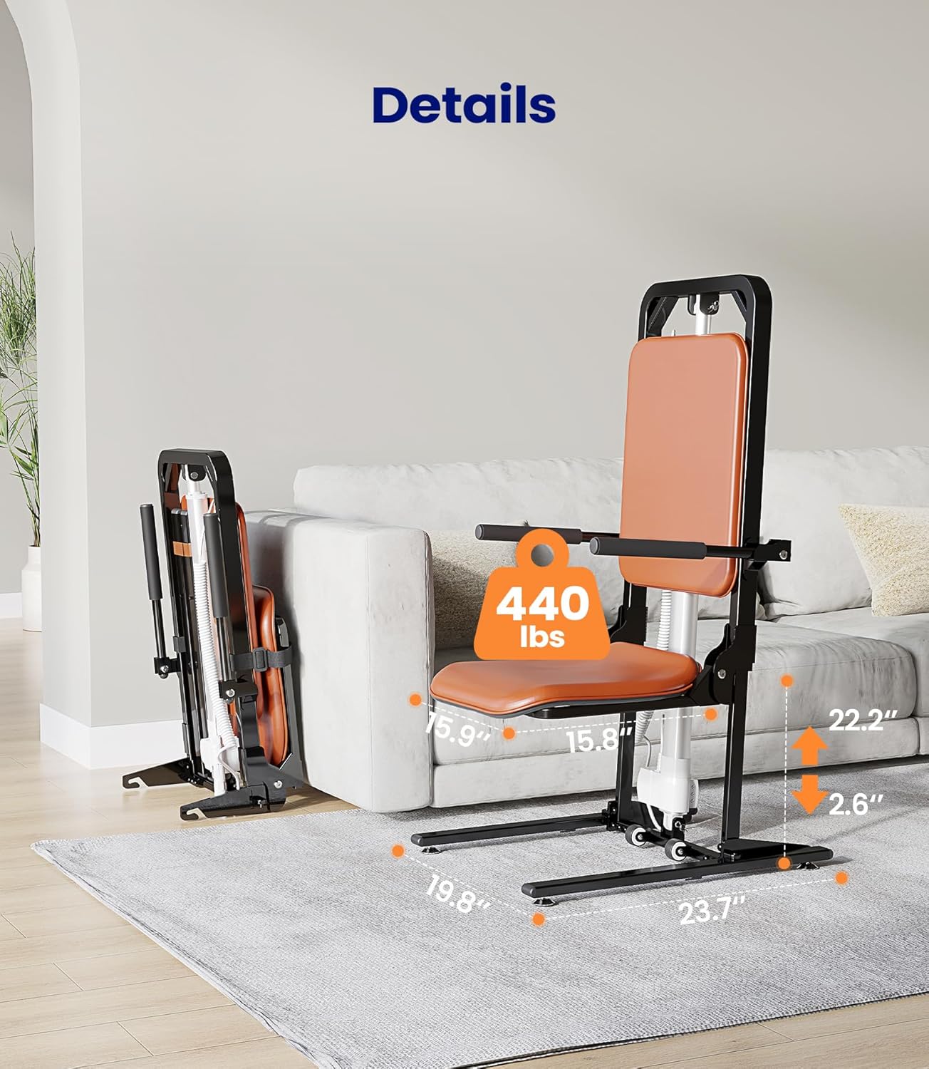 Electric Floor Lift, 440-Lb. Capacity, Elderly Assistance