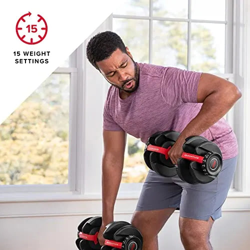 Pair of Adjustable Dumbbells, 5-52.5 Lbs., Space-Saving Home Gym Equipment