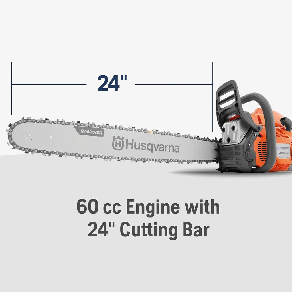 60.3cc 3.6HP Gas-Powered Chainsaw with 24-Inch Bar, 2-Cycle Engine and Automatic Adjustable Oil Pump