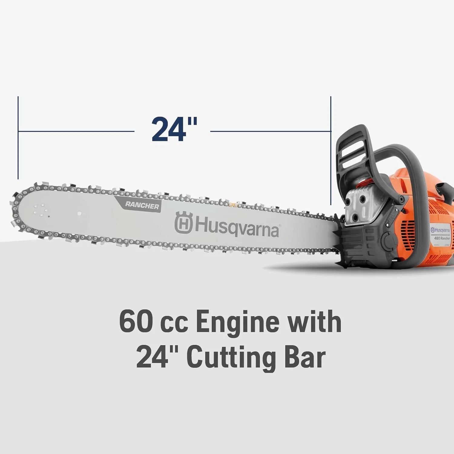 60.3cc 3.6HP Gas-Powered Chainsaw with 24-Inch Bar, 2-Cycle Engine and Automatic Adjustable Oil Pump
