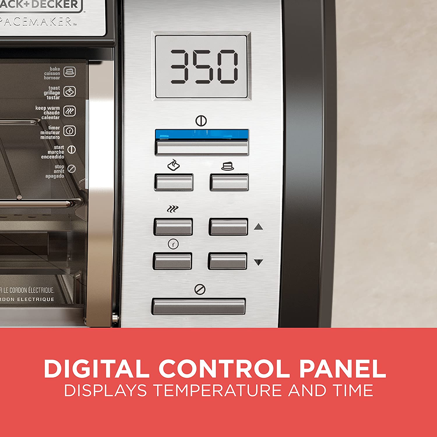 Under-Counter Toaster Oven with Digital Controls, Black/Stainless Steel, Fits 9-Inch Pizza or 4 Slices