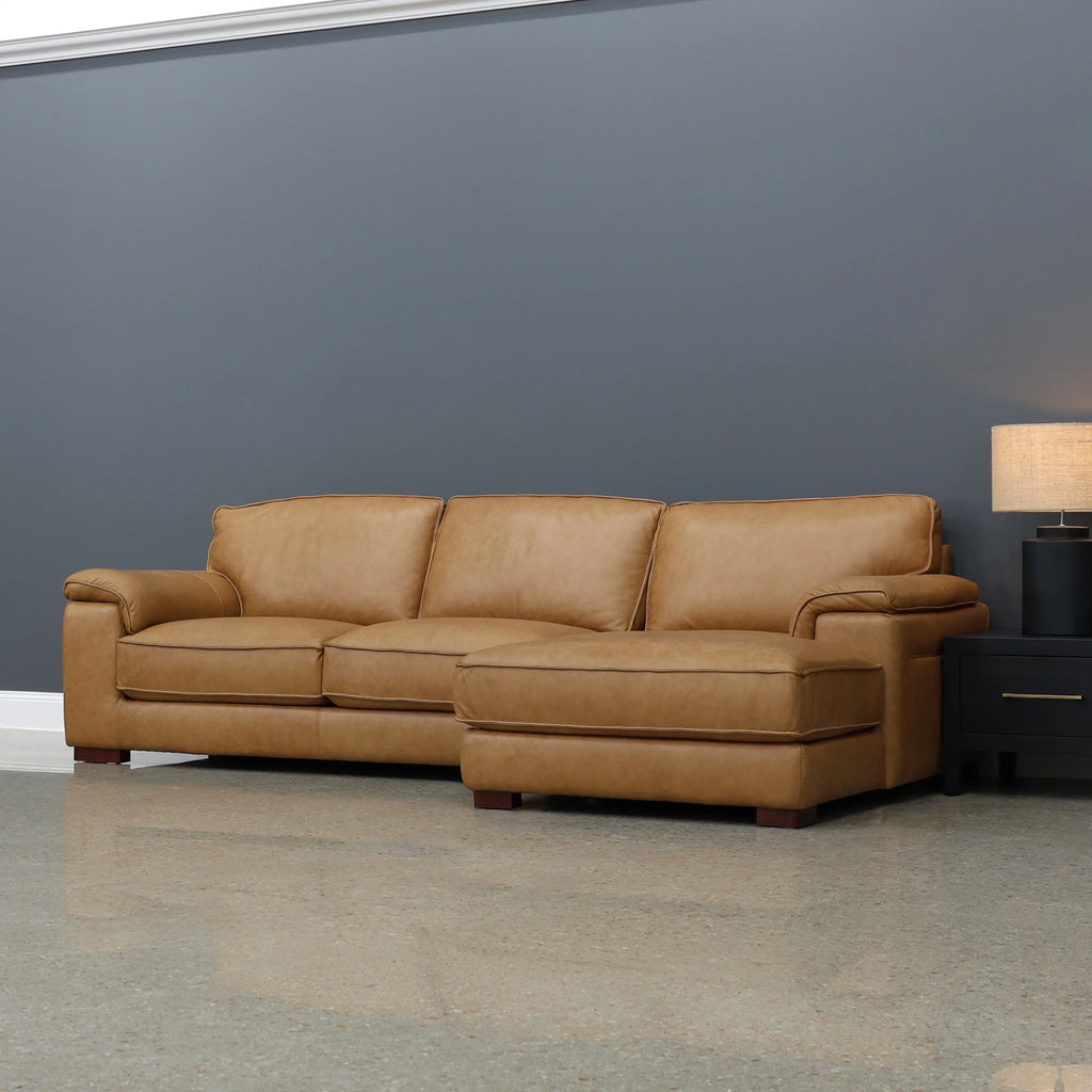 Rostrevor Sofa Chaise Tan Leather