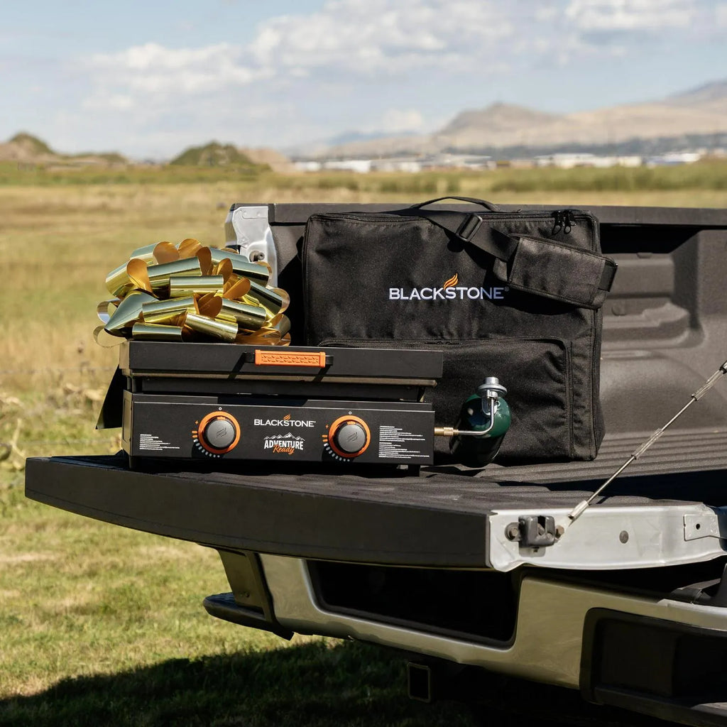 22-Inch Propane Griddle Gift Bundle with Hard Cover and Carry Bag, 24,000 BTU Burners, Black