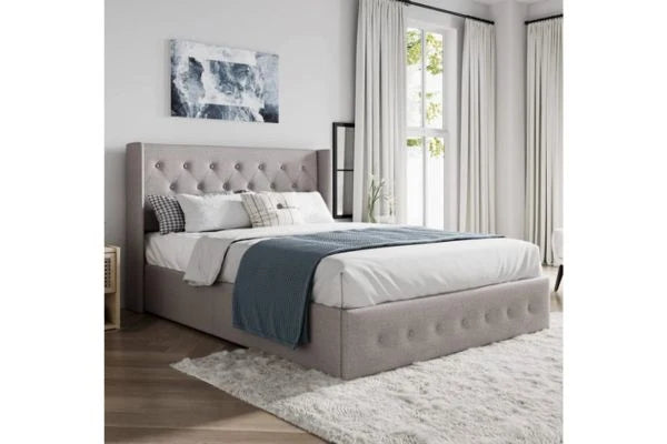 T2162G Grey Linen Hydraulic Lift Storage Platform Bed