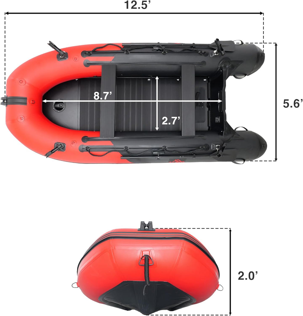 Multi-Person Inflatable Fishing Boat with Aluminum Floor, Oars and Rod Holders