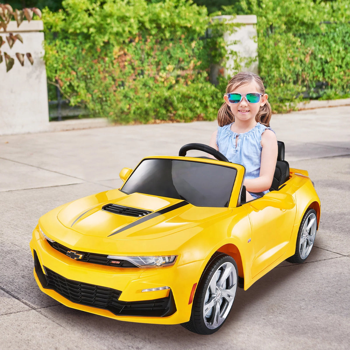 12V Chevrolet Camaro 2SS Kids Ride On One Seater Electric Car with Leather Seat, Rubber Tires and RC
