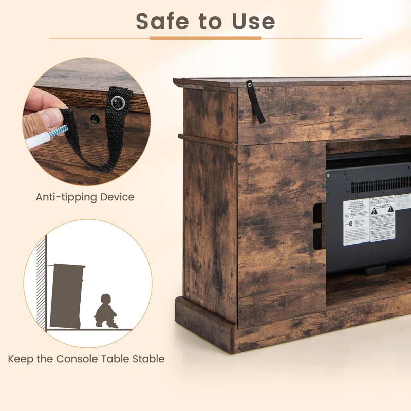 58" TV Console with 23" Fireplace Insert, Fireplace TV Stand for TVs up to 65 Inches, 1400W Electric Fireplace Heater