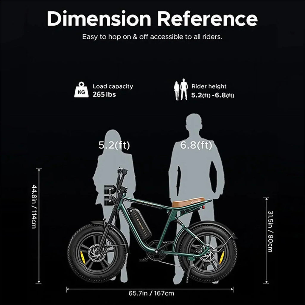 1000W Retro-Style Electric Bike for Adults, 28MPH, 94-Mile Range, 20 x 4.0 Fat Tires, Full Suspension, UL Certified