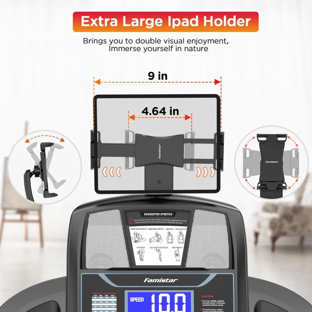 Folding Treadmill for Home with 15-Level Auto Incline, 300-Lb. Capacity and 10 MPH Speed