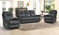 3 Pieces Reclining Couch Furniture Set for Living Room, Double 1 Seat Power Recliner Chair with Massage and Heat, a 3 Seater Manual Sofa, Vintage Rivet Mid Century Design, Grey